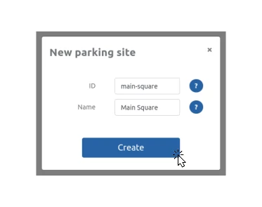 Dialog window for new site